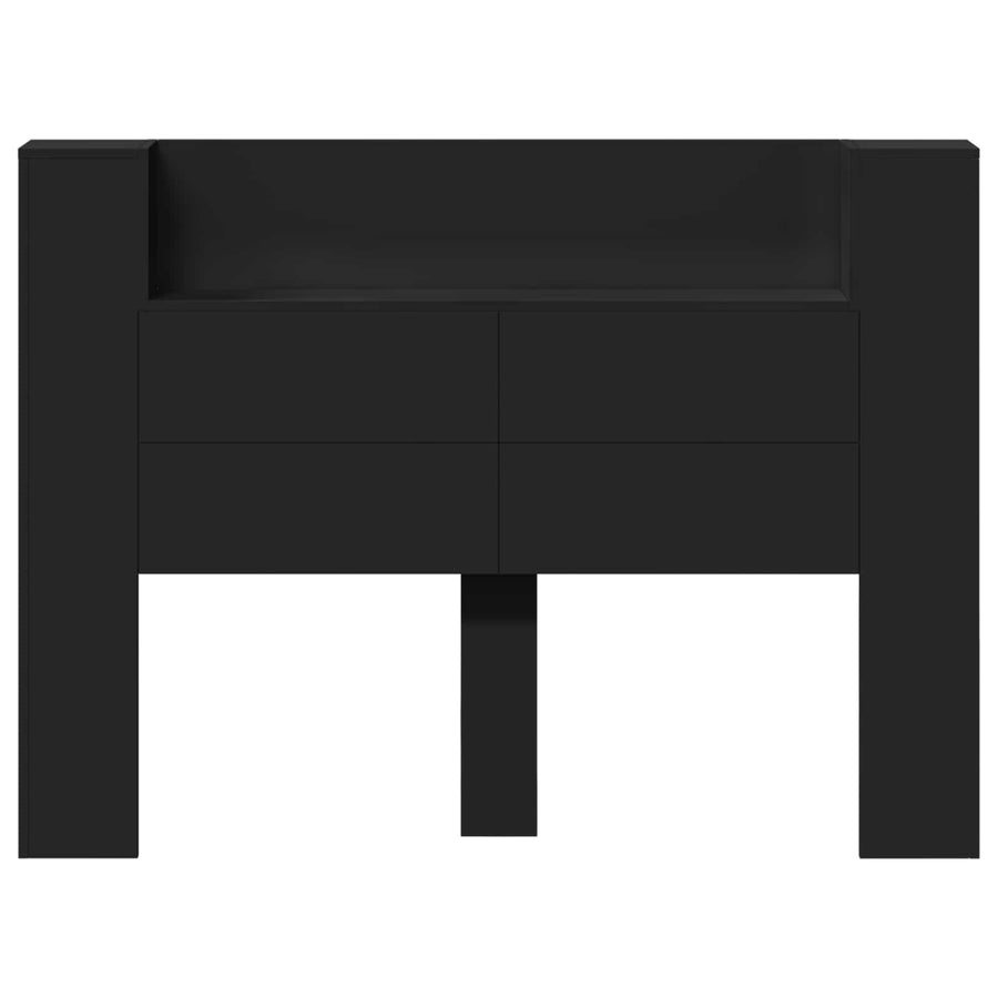 Hoofdbord met opslag Zwart 140 x 16,5 x 103,5 cm Bewerkt hout
