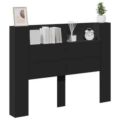 Hoofdbord met opslag Zwart 140 x 16,5 x 103,5 cm Bewerkt hout
