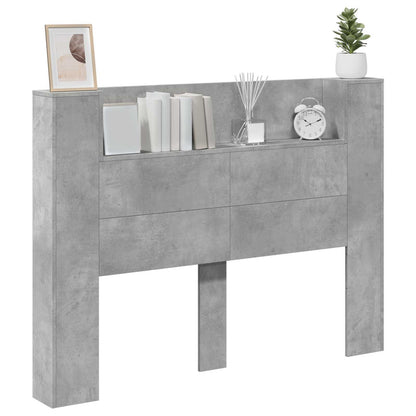 Hoofdbord Beton Grijs 140 x 16,5 x 103,5 cm Bewerkt hout