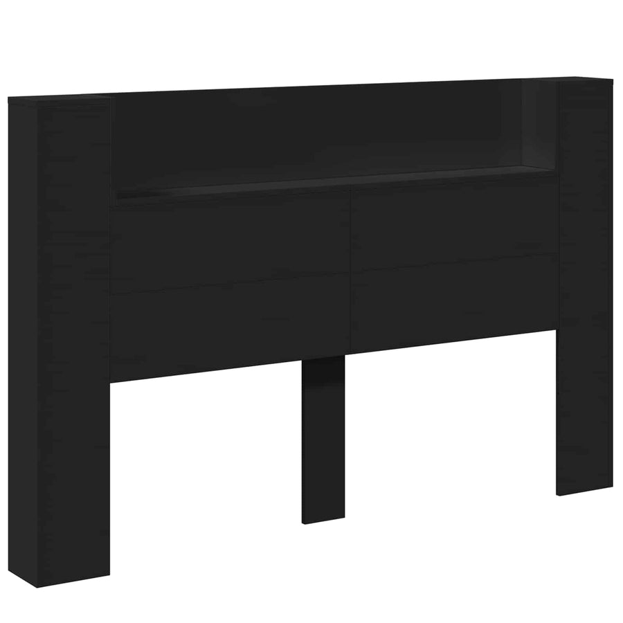 Hoofdbord met opslag Zwart 160 x 16,5 x 103,5 cm Bewerkt hout