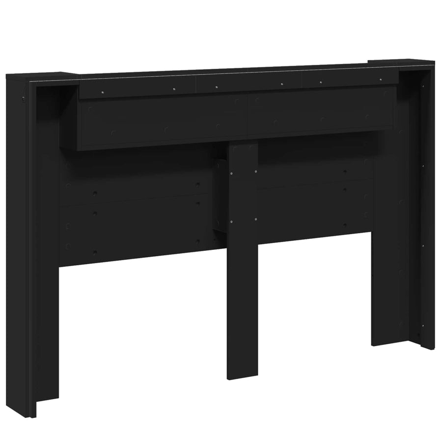 Hoofdbord met opslag Zwart 160 x 16,5 x 103,5 cm Bewerkt hout