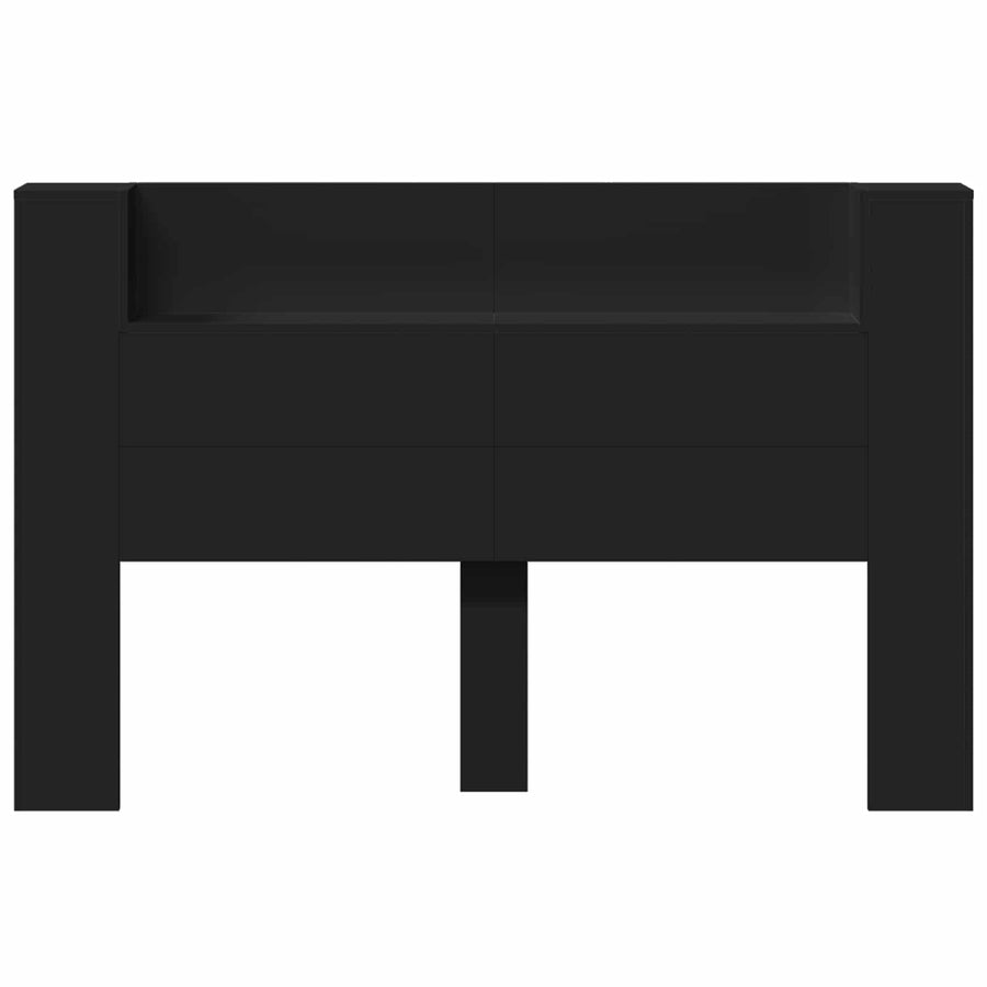 Hoofdbord met opslag Zwart 160 x 16,5 x 103,5 cm Bewerkt hout