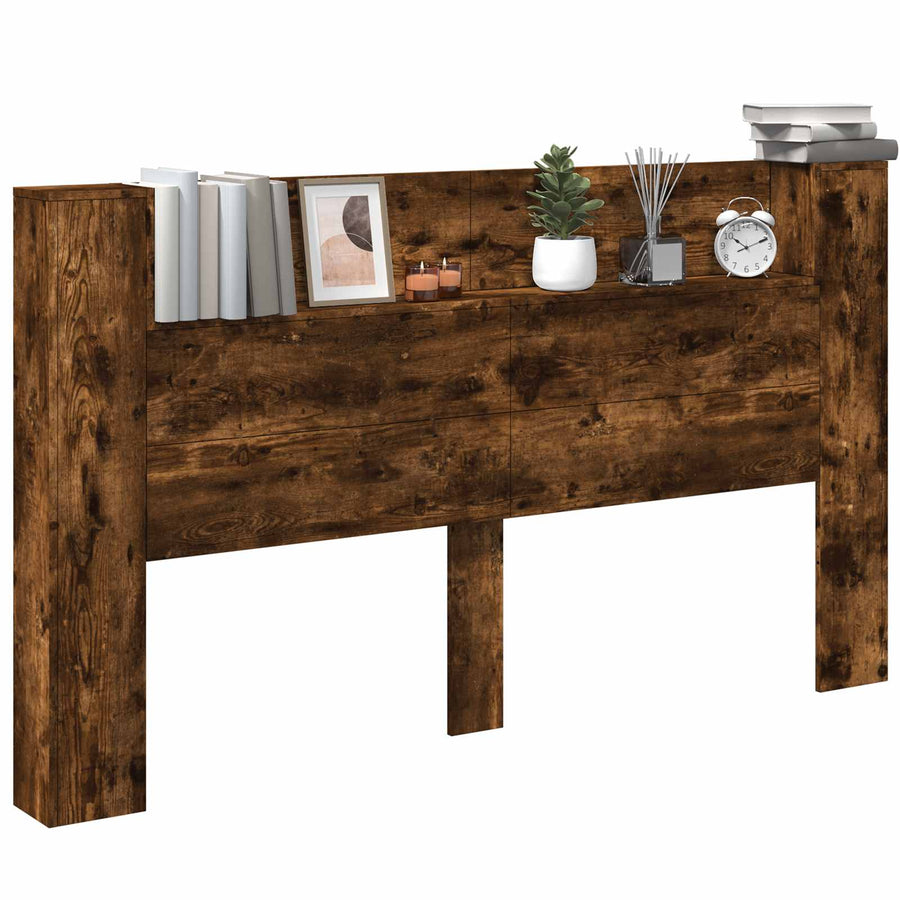 Hoofdbord Gerookt eiken 180 x 16,5 x 103,5 cm Bewerkt hout