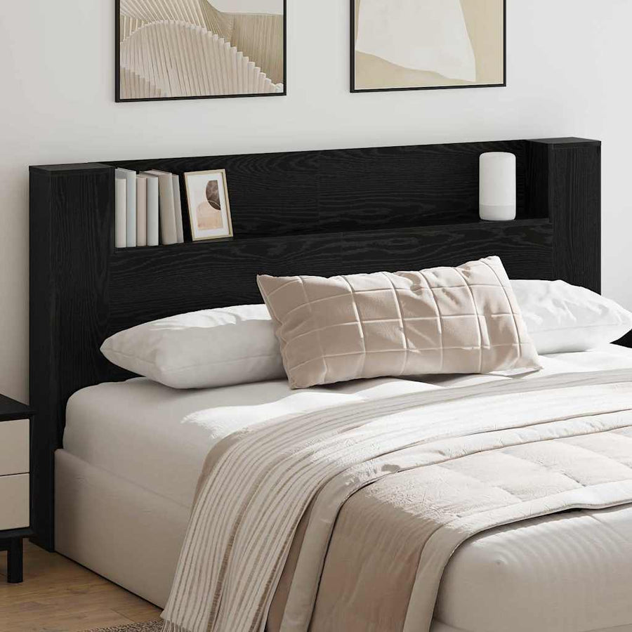 Hoofdbord Zwart Eiken 180 x 17 x 104,5 cm Bewerkt hout
