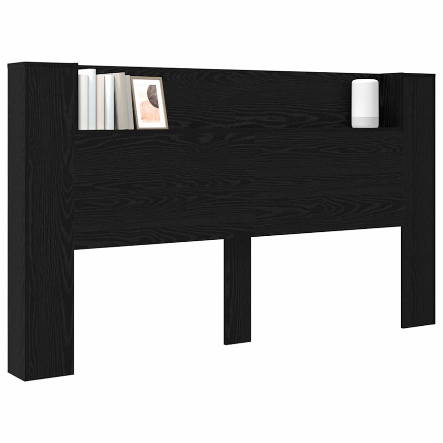 Hoofdbord Zwart Eiken 180 x 17 x 104,5 cm Bewerkt hout