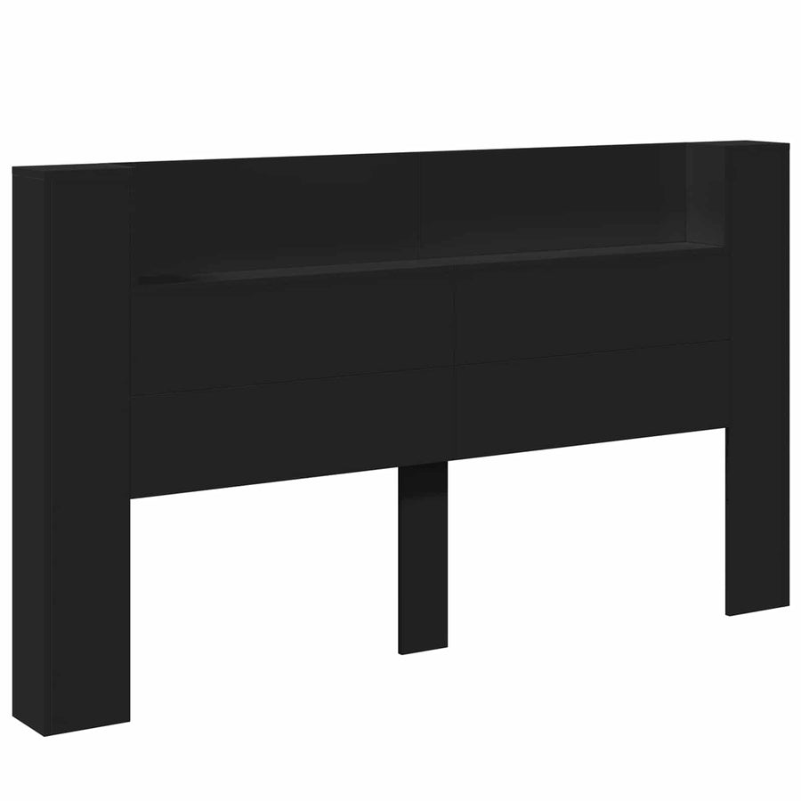 Hoofdbord met opslag Zwart 180 x 16,5 x 103,5 cm Bewerkt hout