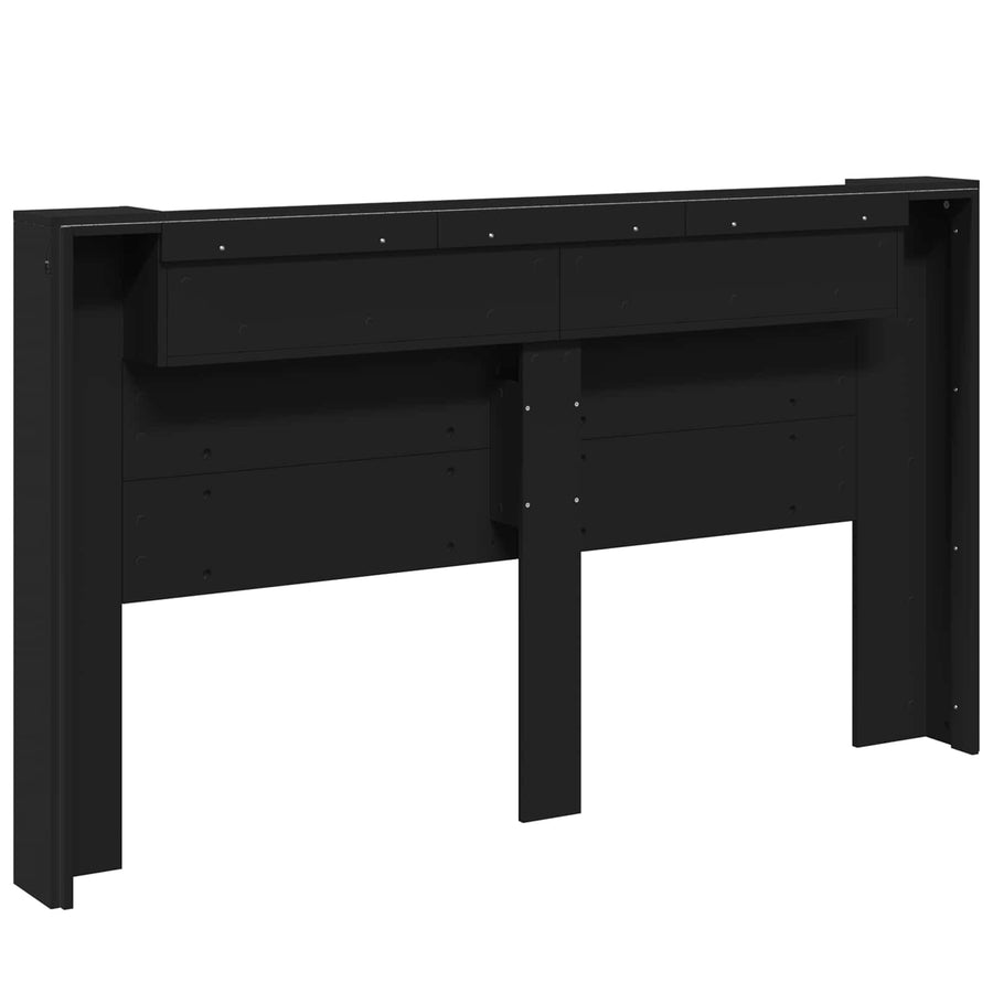 Hoofdbord met opslag Zwart 180 x 16,5 x 103,5 cm Bewerkt hout