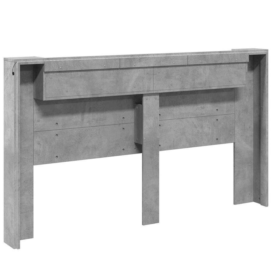 Hoofdbord Beton Grijs 180 x 16,5 x 103,5 cm Bewerkt hout