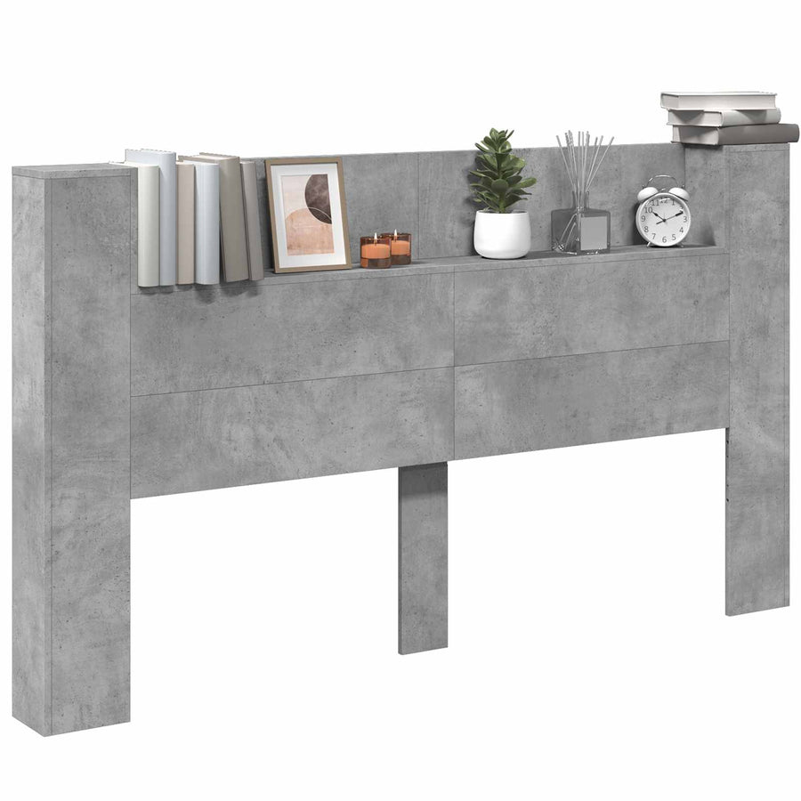 Hoofdbord Beton Grijs 180 x 16,5 x 103,5 cm Bewerkt hout