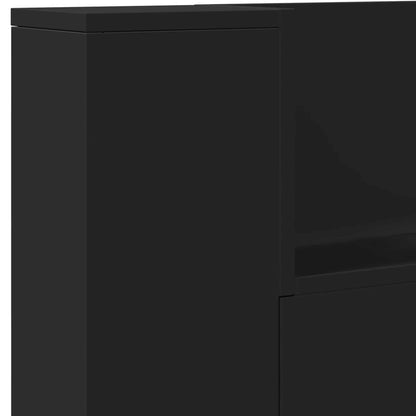 Hoofdbord met opslag Zwart 200 x 16,5 x 103,5 cm Bewerkt hout