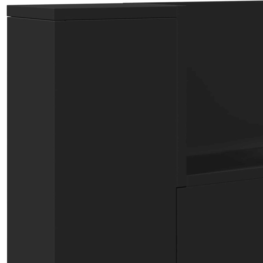 Hoofdbord met opslag Zwart 200 x 16,5 x 103,5 cm Bewerkt hout