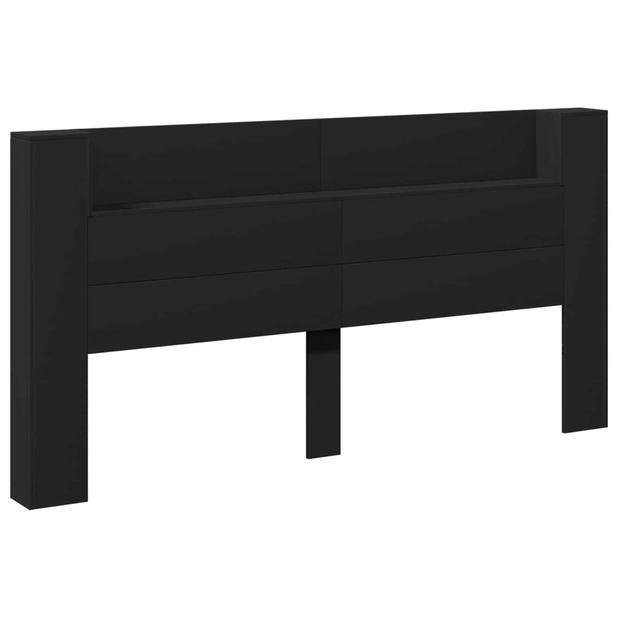 Hoofdbord met opslag Zwart 200 x 16,5 x 103,5 cm Bewerkt hout