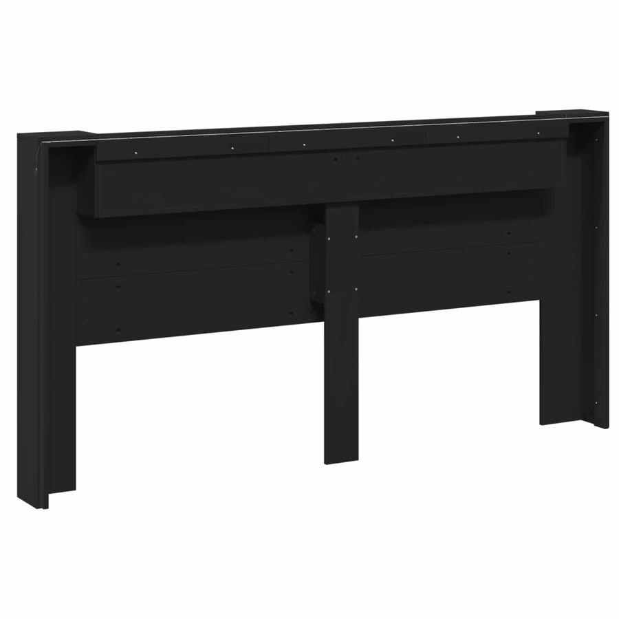 Hoofdbord met opslag Zwart 200 x 16,5 x 103,5 cm Bewerkt hout