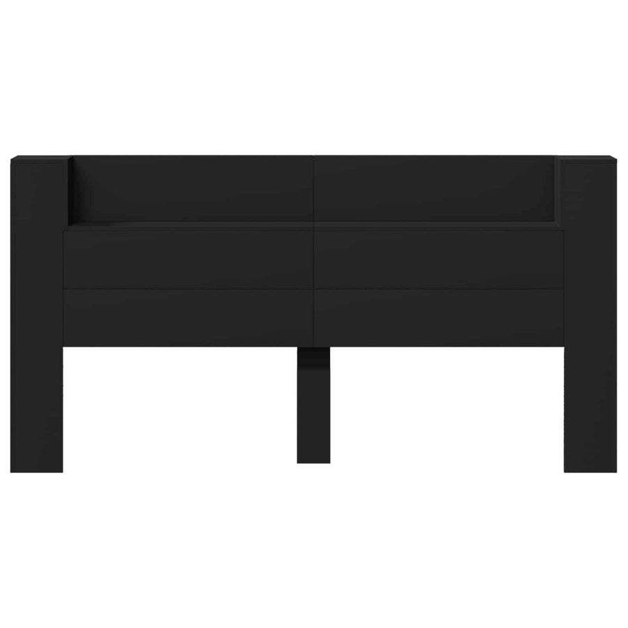 Hoofdbord met opslag Zwart 200 x 16,5 x 103,5 cm Bewerkt hout