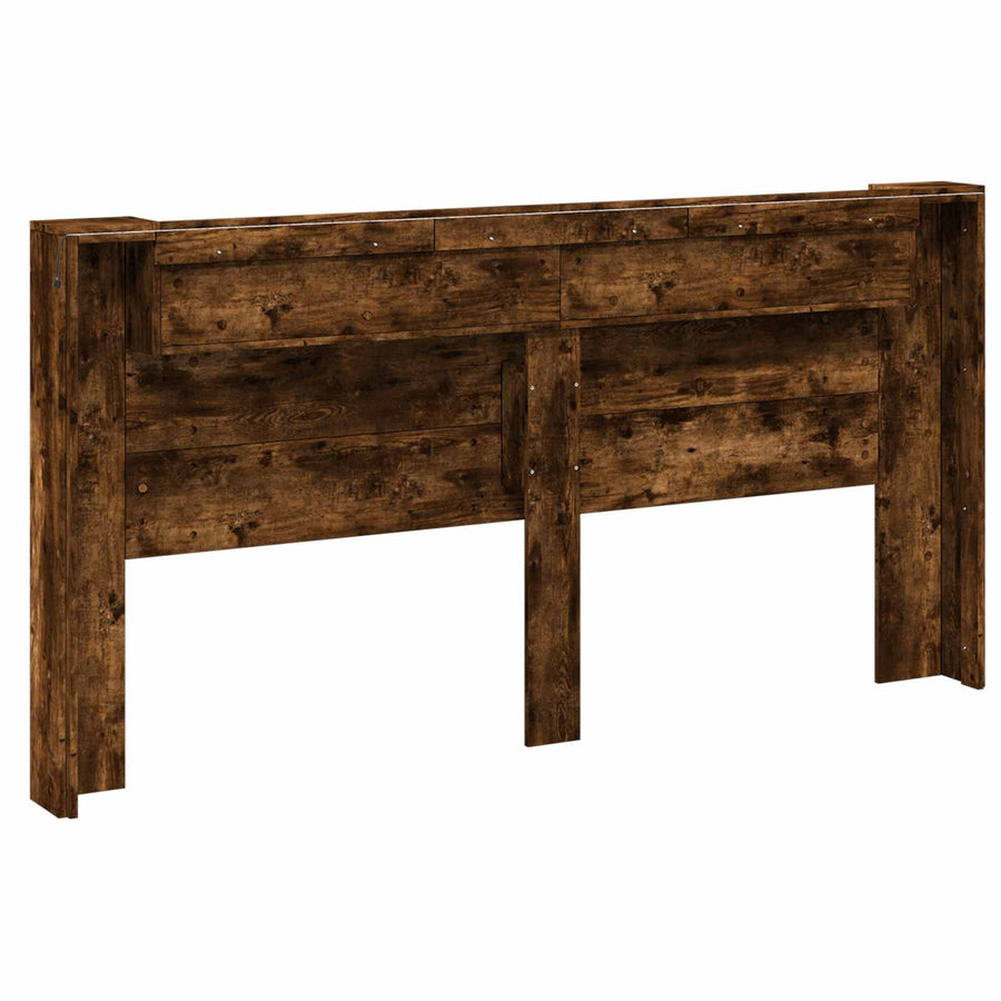 Hoofdbord Gerookt eiken 200 x 16,5 x 103,5 cm Bewerkt hout
