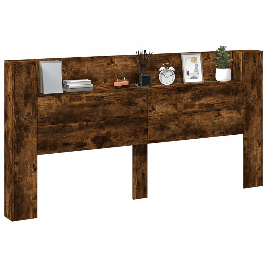 Hoofdbord Gerookt eiken 200 x 16,5 x 103,5 cm Bewerkt hout