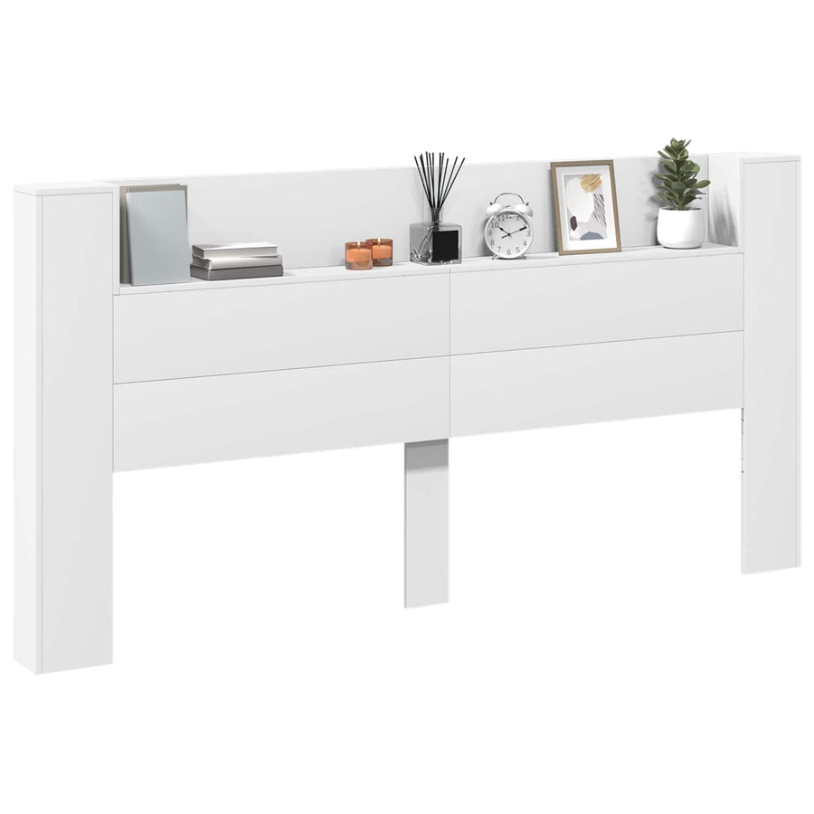 Hoofdbord met hoofdeinde Wit 200 x 16,5 x 103,5 cm Bewerkt hout