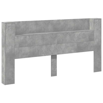 Hoofdbord Beton Grijs 200 x 16,5 x 103,5 cm Bewerkt hout