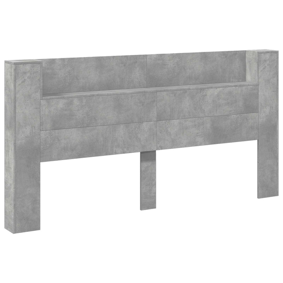 Hoofdbord Beton Grijs 200 x 16,5 x 103,5 cm Bewerkt hout
