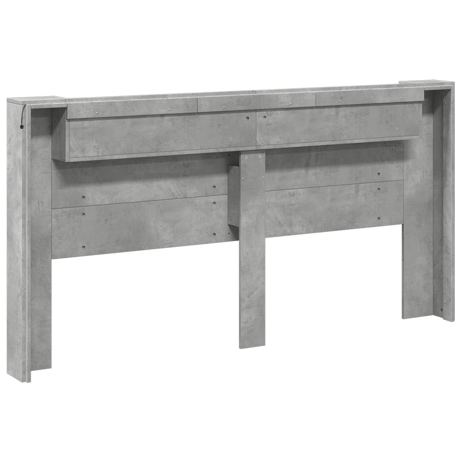Hoofdbord Beton Grijs 200 x 16,5 x 103,5 cm Bewerkt hout