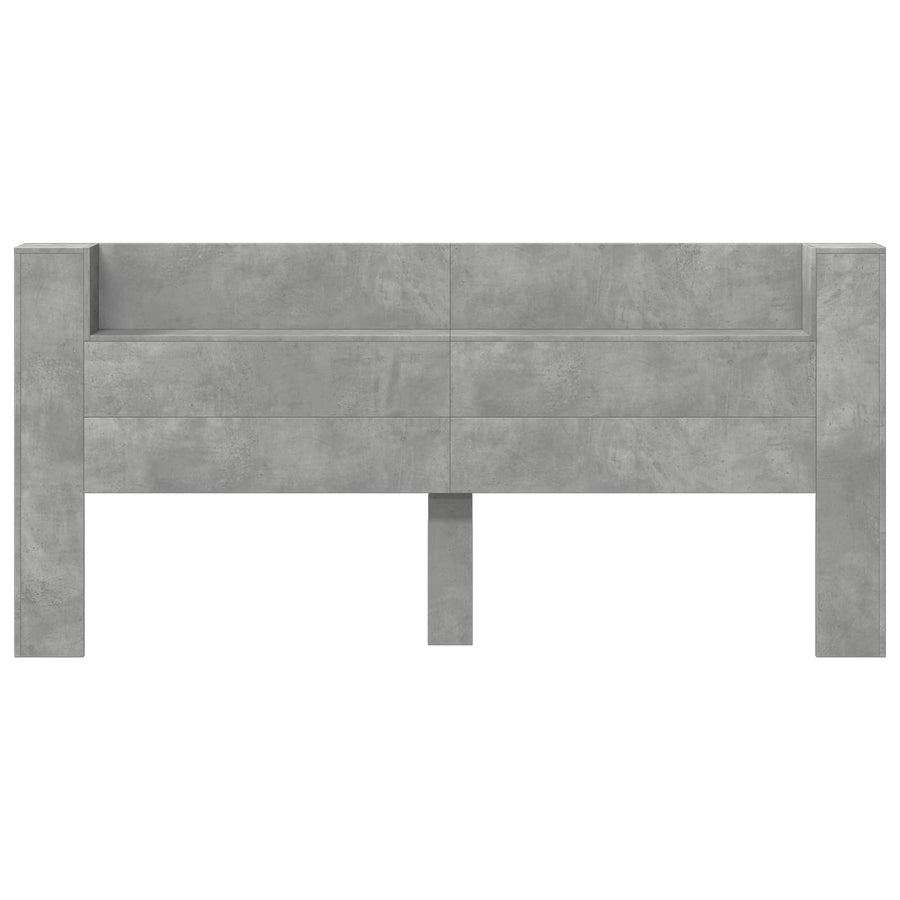 Hoofdbord Beton Grijs 200 x 16,5 x 103,5 cm Bewerkt hout