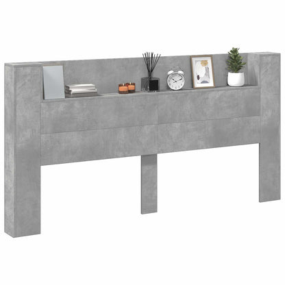 Hoofdbord Beton Grijs 200 x 16,5 x 103,5 cm Bewerkt hout