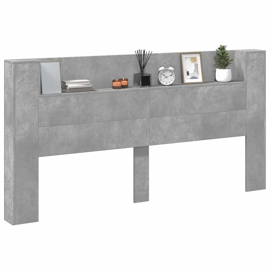 Hoofdbord Beton Grijs 200 x 16,5 x 103,5 cm Bewerkt hout