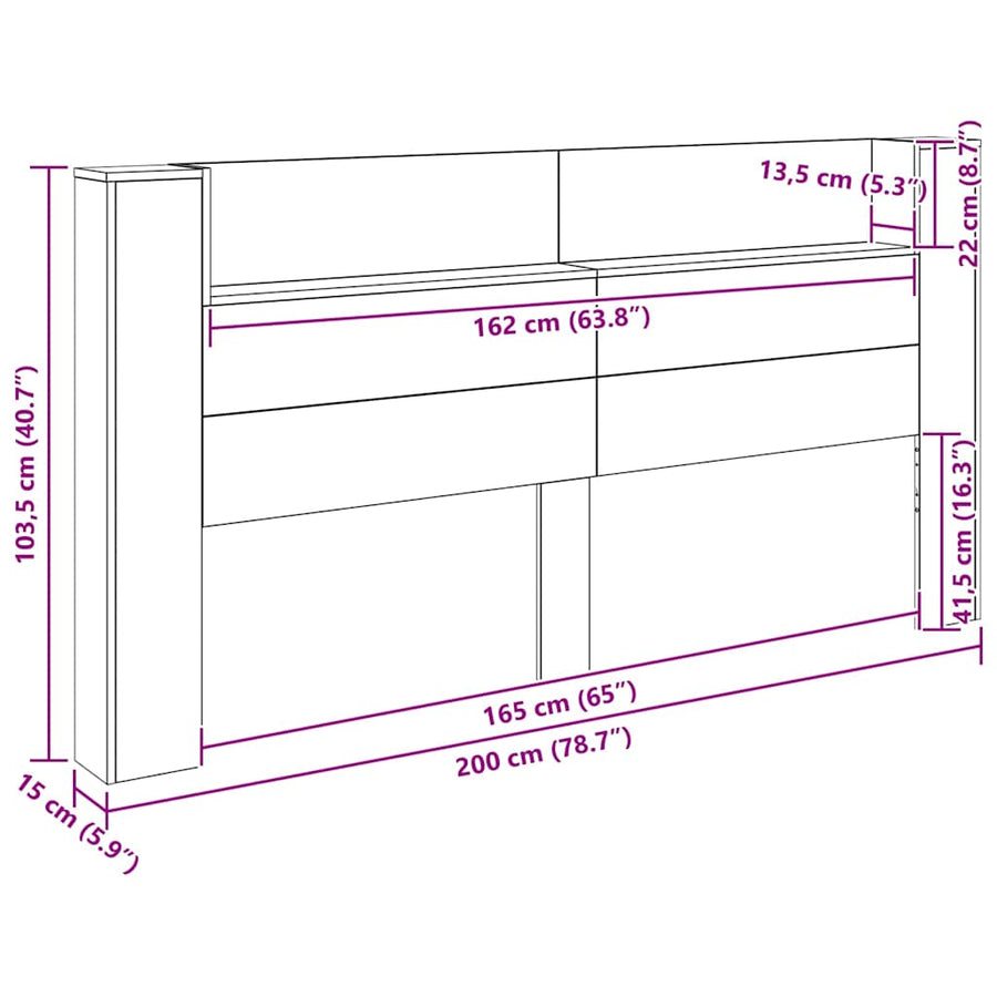 Hoofdeinde kas Oud Hout 120 x 15 x 103.5 cm Bewerkt hout
