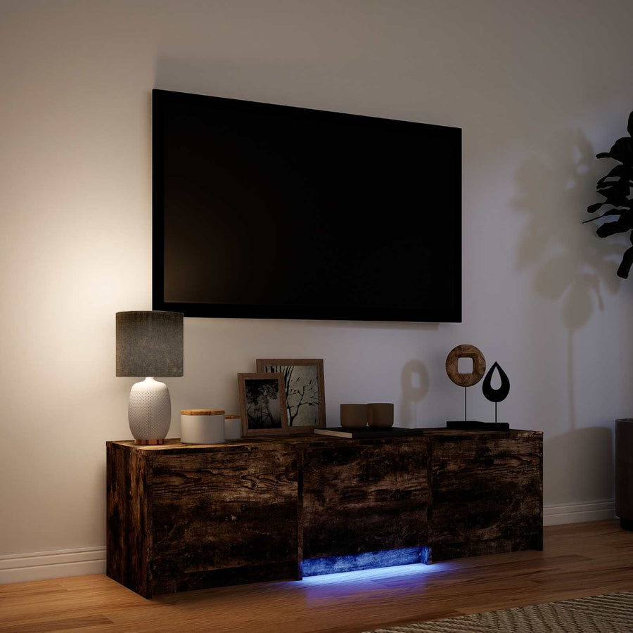 TV-kast met LED met LED met lade Gerookte Eik 140 x 34 x 40 cm