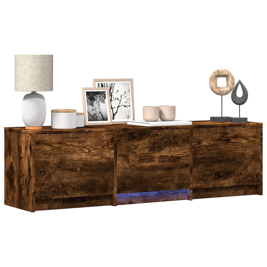 TV-kast met LED met LED met lade Gerookte Eik 140 x 34 x 40 cm