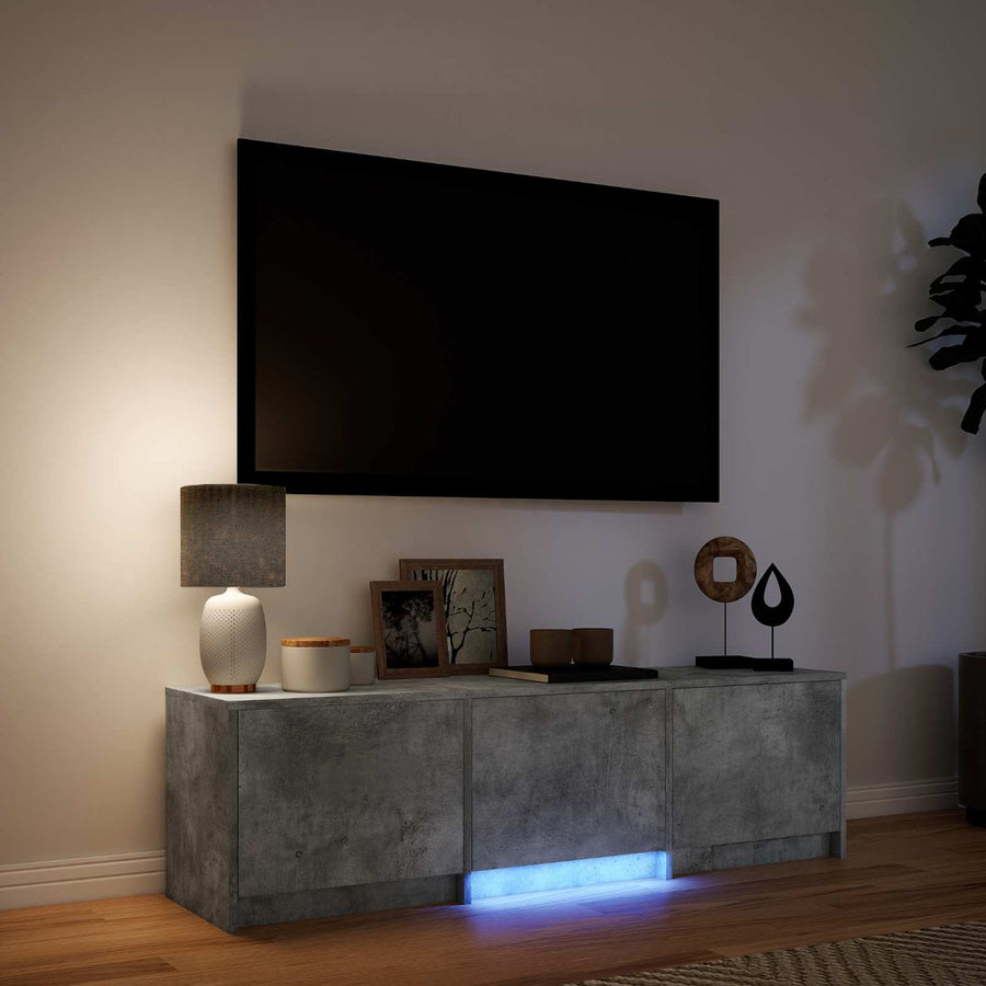 TV-kast met LED Beton Grijs 140 x 34 x 40 cm Geconstrueerd hout
