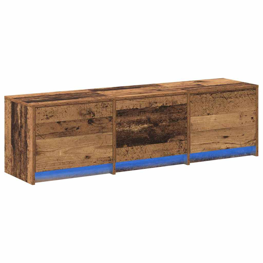 TV kast met LED's Oud Hout 140 x 34 x 40 cm Bewerkt hout