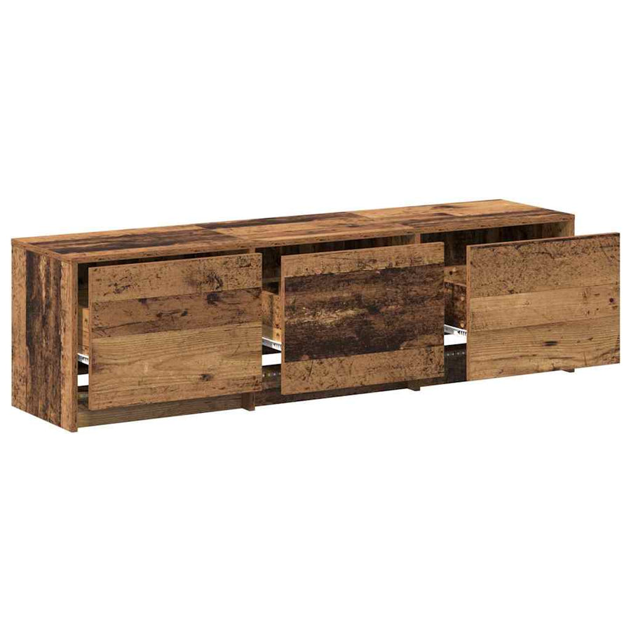 TV kast met LED's Oud Hout 140 x 34 x 40 cm Bewerkt hout