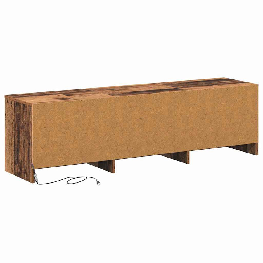 TV kast met LED's Oud Hout 140 x 34 x 40 cm Bewerkt hout
