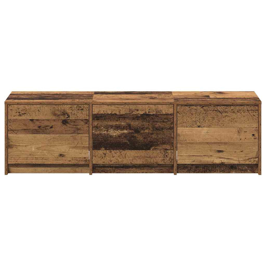 TV kast met LED's Oud Hout 140 x 34 x 40 cm Bewerkt hout