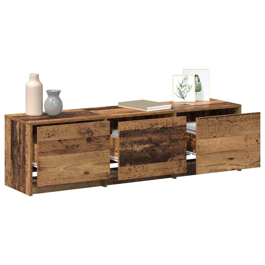 TV kast met LED's Oud Hout 140 x 34 x 40 cm Bewerkt hout
