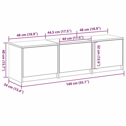 TV kast met LED's Oud Hout 140 x 34 x 40 cm Bewerkt hout