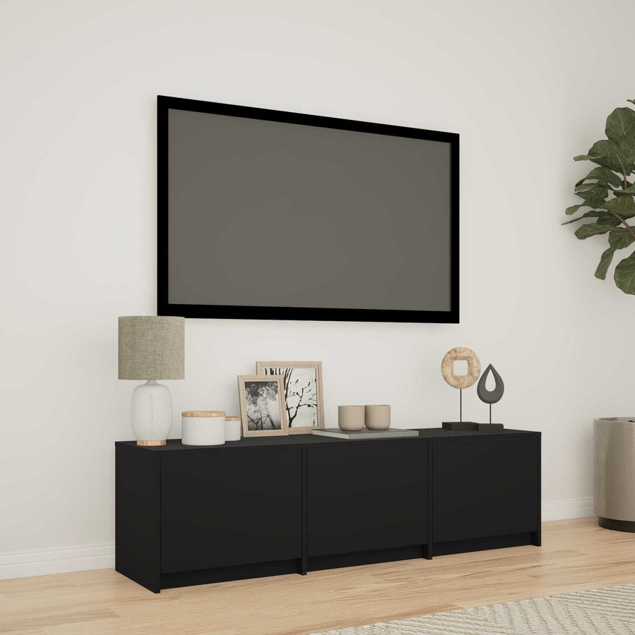 TV-kast met LED Zwart 140 x 34 x 40 cm Geconstrueerd hout