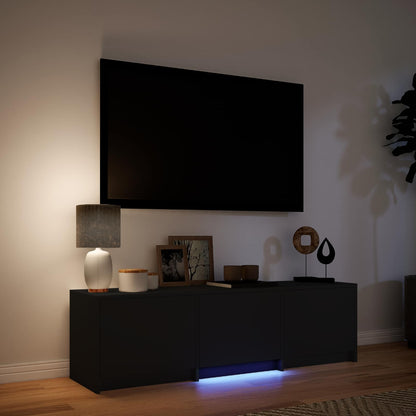TV-kast met LED Zwart 140 x 34 x 40 cm Geconstrueerd hout