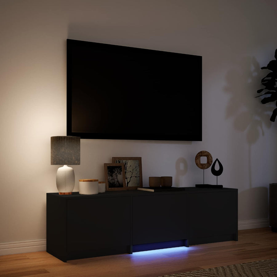 TV-kast met LED Zwart 140 x 34 x 40 cm Geconstrueerd hout