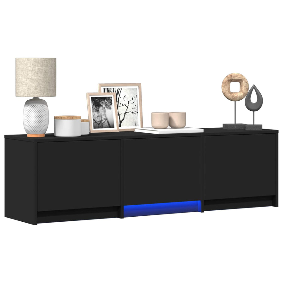 TV-kast met LED Zwart 140 x 34 x 40 cm Geconstrueerd hout