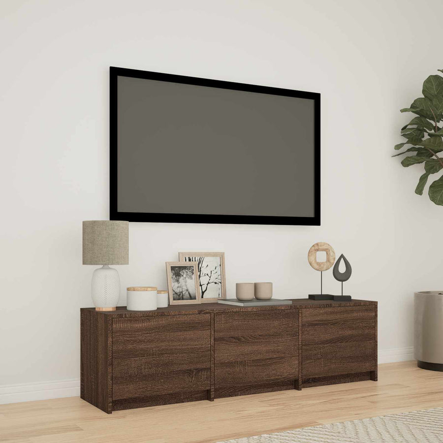 TV-kast met LED Bruine eik 140 x 34 x 40 cm Geconstrueerd hout