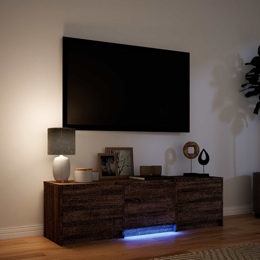 TV-kast met LED Bruine eik 140 x 34 x 40 cm Geconstrueerd hout