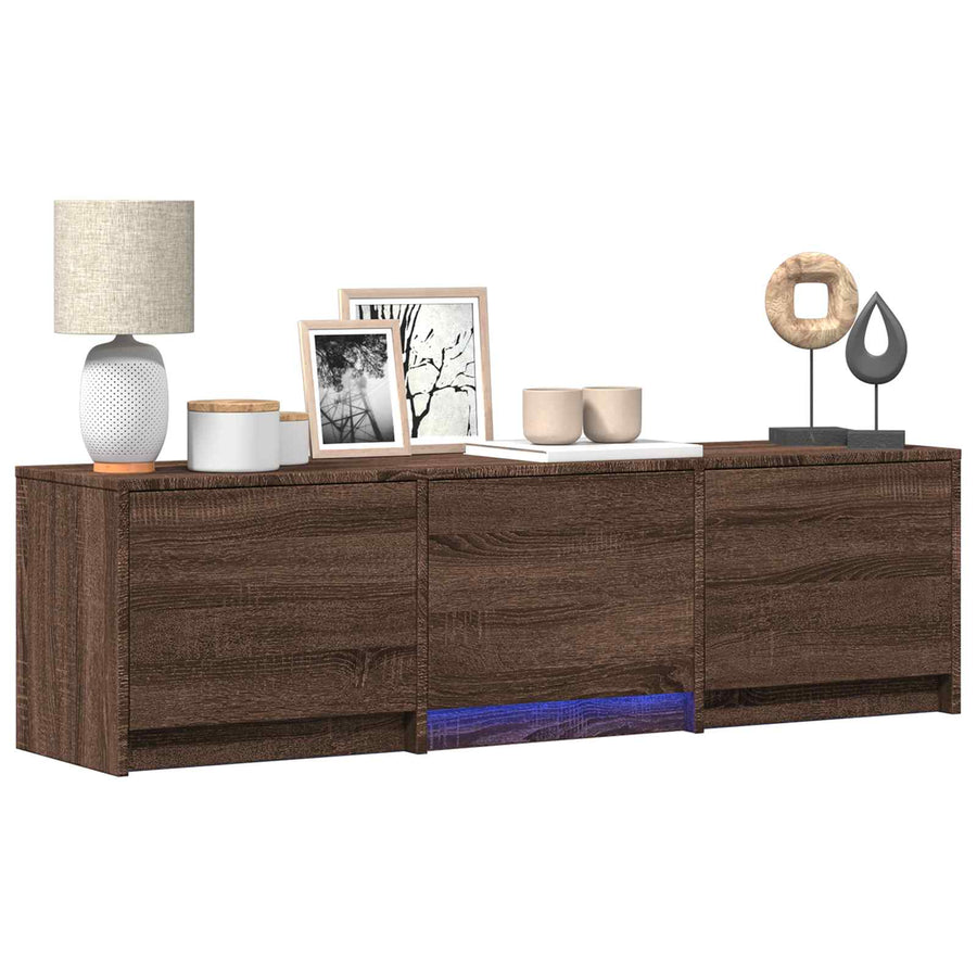TV-kast met LED Bruine eik 140 x 34 x 40 cm Geconstrueerd hout