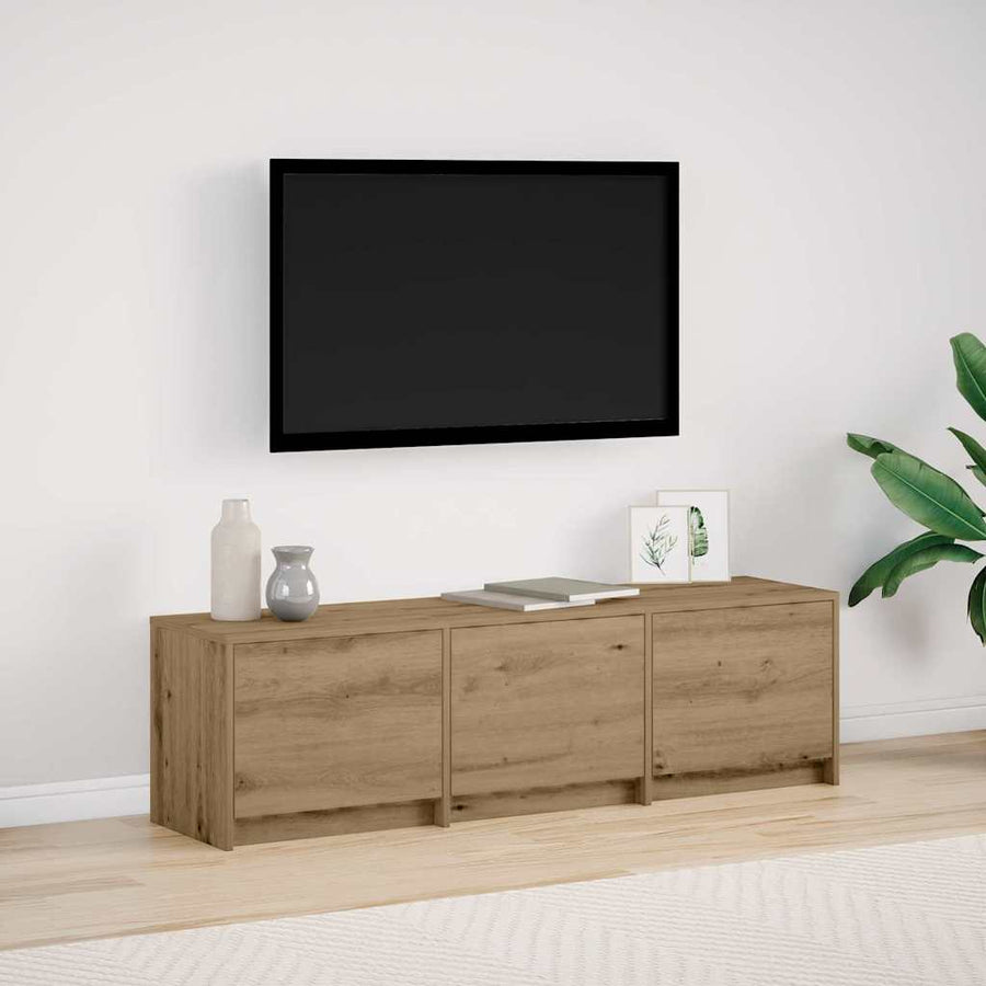 TV kast met LED's met lade Ambachtelijk eiken 140 x 34 x 40 cm