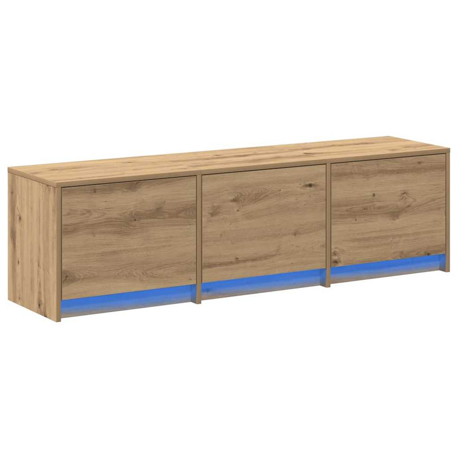 TV kast met LED's met lade Ambachtelijk eiken 140 x 34 x 40 cm