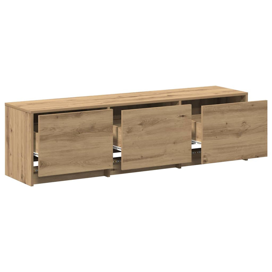 TV kast met LED's met lade Ambachtelijk eiken 140 x 34 x 40 cm