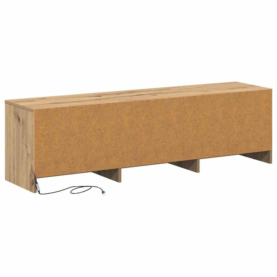TV kast met LED's met lade Ambachtelijk eiken 140 x 34 x 40 cm