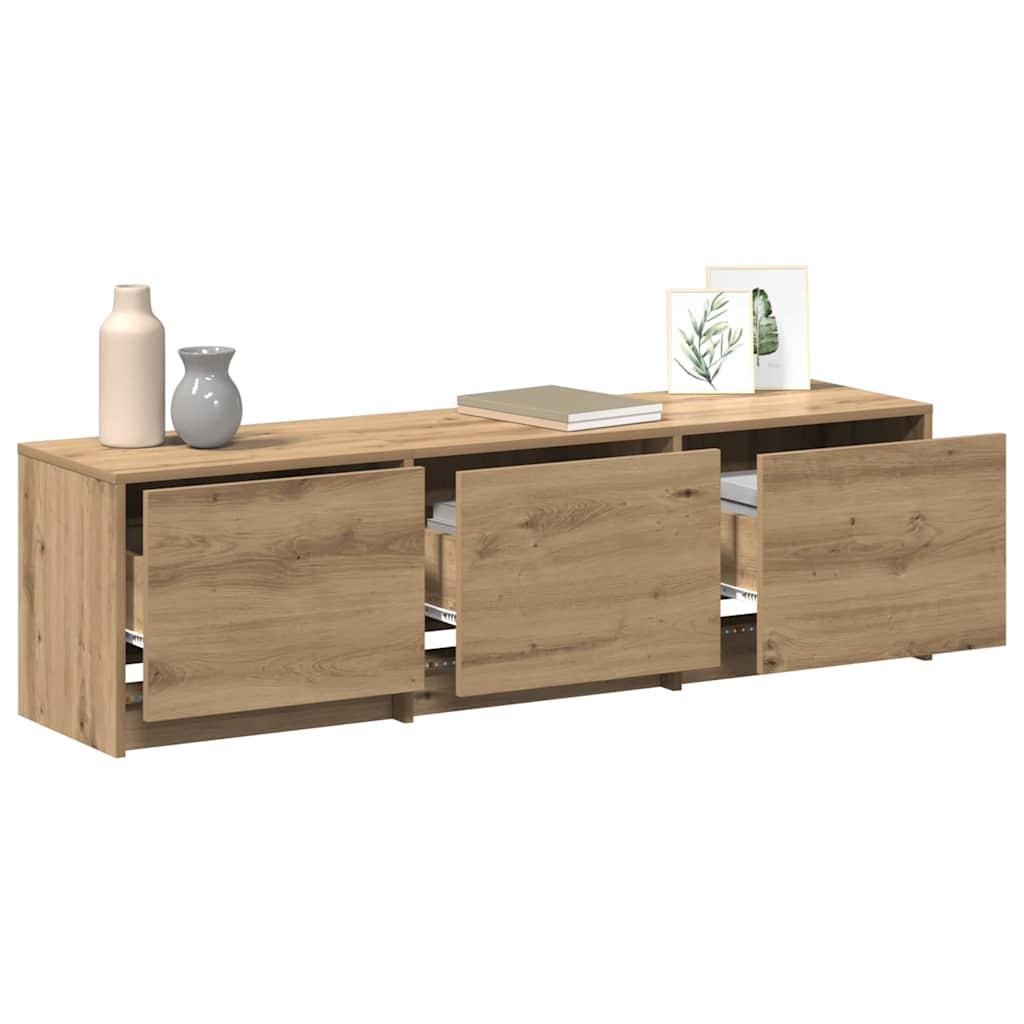 TV kast met LED's met lade Ambachtelijk eiken 140 x 34 x 40 cm