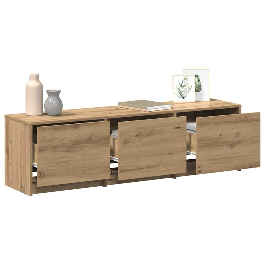 TV kast met LED's met lade Ambachtelijk eiken 140 x 34 x 40 cm